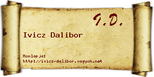 Ivicz Dalibor névjegykártya